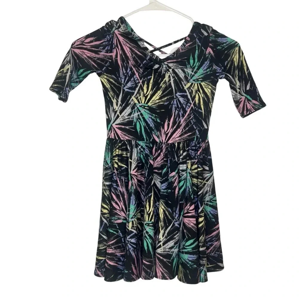 Dot Dot Smile Ballerina Black with Neon Electric Palms Girls SZ 5